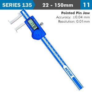 DIG. CALIPER 22-150MM 0.04MM ACC. INSIDE NECK 0.01MM RES. S/STEEL
