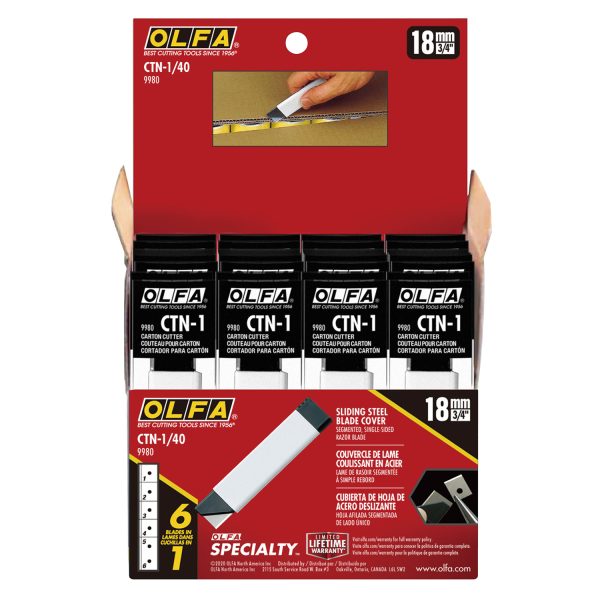 CARTON CUTTER WITH SNAP OFF BLADE 40PC DISPLAY BOX
