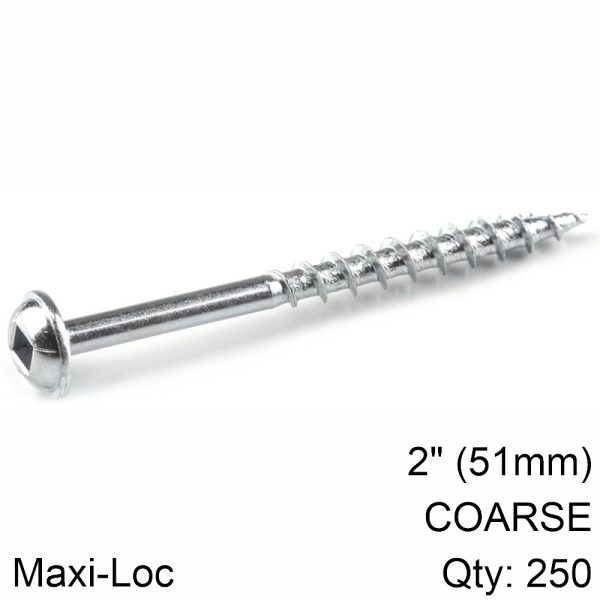 KREG ZINC POCKET HOLE SCREWS 51MM 2.00' #8 COARSE THREAD MX LOC 250CT