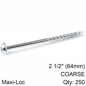 KREG ZINC POCKET HOLE SCREWS 64MM 2.50' #8 COARSE THREAD MX LOC 250CT