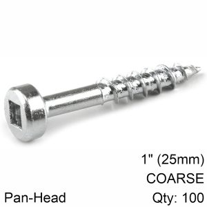 KREG ZINC POCKET HOLE SCREWS 25MM 1.00' #7 COARSE THREAD PAN HEAD 100C