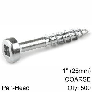 KREG ZINC POCKET HOLE SCREWS 25MM 1.00' #7 COARSE THREAD PAN HEAD 500C