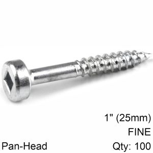 KREG ZINC POCKET HOLE SCREWS 25MM 1.00' #6 FINE THREAD PAN HEAD 100CT