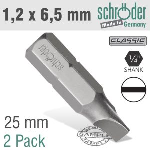 SLOTTED BIT 1.2X6.5MM 25MM 2CD