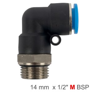 ELBOW W/O-RING 14MM-1/2' M PU HOSE FITTING