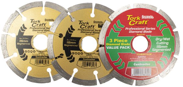 DIAMOND BLADE SEGMENTED 115MM PROFESSIONAL BULK 3 PACK SHRINK