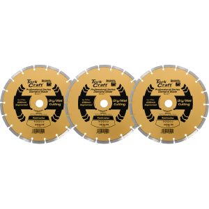 DIAMOND BLADE 230MM SEGMENTED PROFESIONAL BULK 3 PACK SHRINK